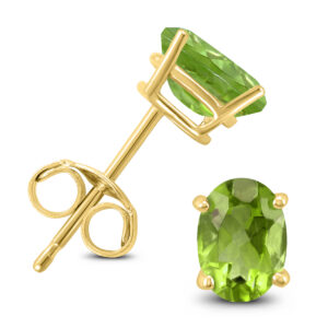 14K Yellow Gold 6x4MM Oval Peridot Earrings- GER59184PD