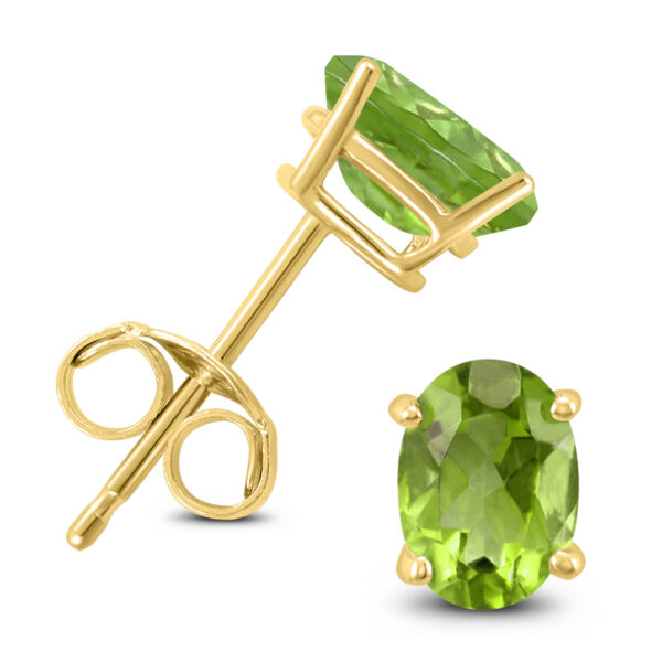 14K Yellow Gold 7x5MM Oval Peridot Earrings- GER59185PD