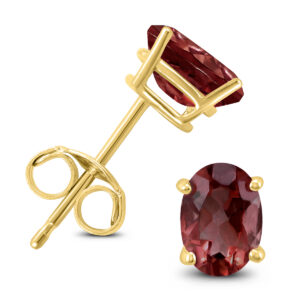 14K Yellow Gold 8x6MM Oval Garnet Earrings- GER59186GT
