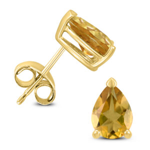14K Yellow Gold 6x4MM Pear Citrine Earrings- GER59208CT