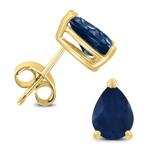 14K Yellow Gold 6x4MM Pear Sapphire Earrings- GER59208SP