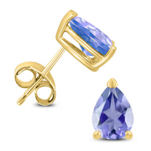 14K Yellow Gold 6x4MM Pear Tanzanite Earrings- GER59208TZ