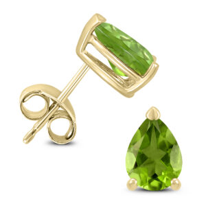 14K Yellow Gold 7x5MM Pear Peridot Earrings- GER59209PD