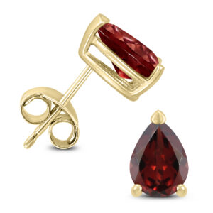 14K Yellow Gold 8x6MM Pear Garnet Earrings- GER59210GT