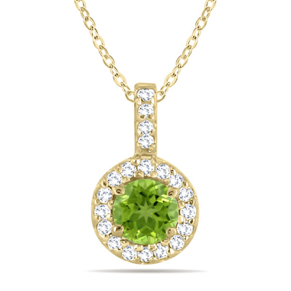 1/2 Carat TW Halo Peridot And Diamond Pendant in 10K Yellow Gold- GPD50662PD