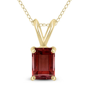 14K Yellow Gold 7x5MM Emerald Shaped Garnet Pendant- GPD59040GT