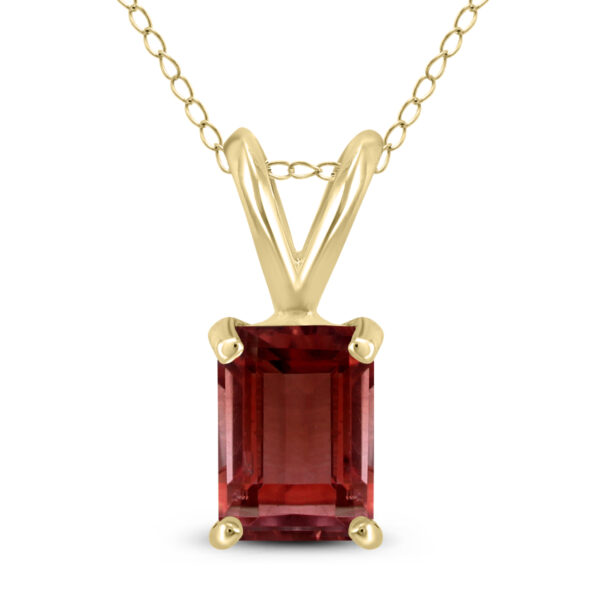 14K Yellow Gold 7x5MM Emerald Shaped Garnet Pendant- GPD59040GT