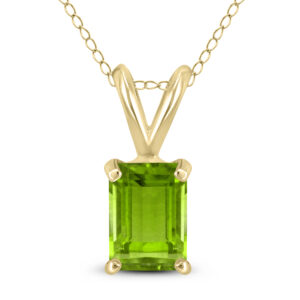 14K Yellow Gold 7x5MM Emerald Shaped Peridot Pendant- GPD59040PD