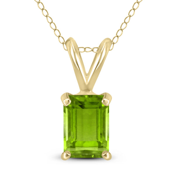 14K Yellow Gold 7x5MM Emerald Shaped Peridot Pendant- GPD59040PD