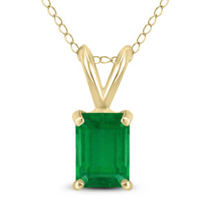 14K Yellow Gold 5x3MM Emerald Shaped Emerald Pendant- GPD59080EM