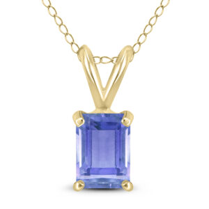 14K Yellow Gold 5x3MM Emerald Shaped Tanzanite Pendant- GPD59080TZ