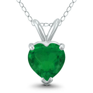 14K White Gold 4MM Heart Emerald Pendant- GPD59081EM