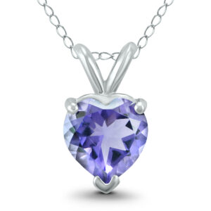 14K White Gold 4MM Heart Tanzanite Pendant- GPD59081TZ