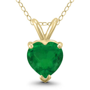 14K Yellow Gold 4MM Heart Emerald Pendant- GPD59082EM