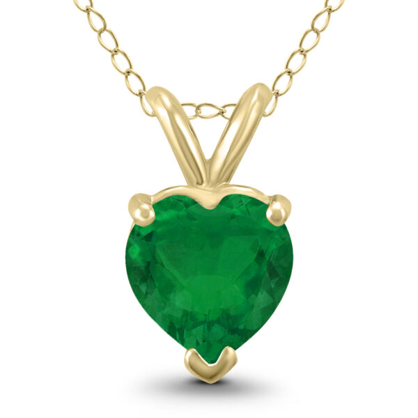 14K Yellow Gold 4MM Heart Emerald Pendant- GPD59082EM