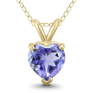 14K Yellow Gold 4MM Heart Tanzanite Pendant- GPD59082TZ