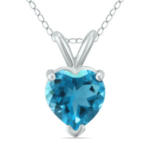 14K White Gold 5MM Heart Blue Topaz Pendant- GPD59083BT
