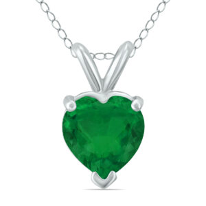 14K White Gold 5MM Heart Emerald Pendant- GPD59083EM