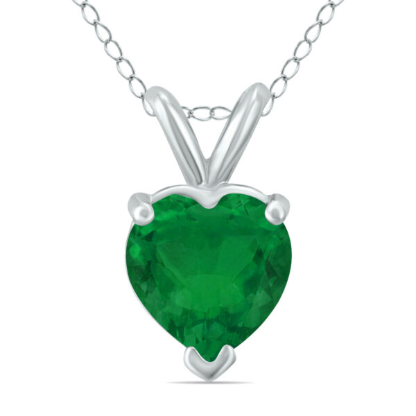 14K White Gold 5MM Heart Emerald Pendant- GPD59083EM