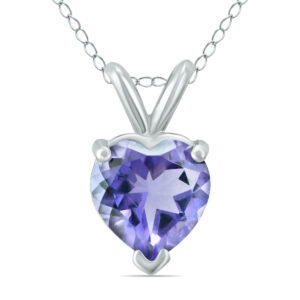 14K White Gold 5MM Heart Tanzanite Pendant- GPD59083TZ
