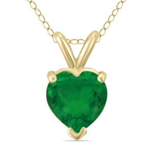 14K Yellow Gold 5MM Heart Emerald Pendant- GPD59084EM