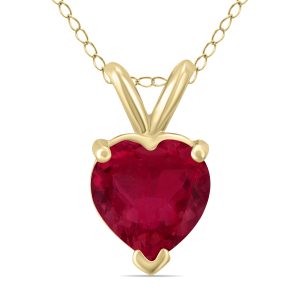 14K Yellow Gold 5MM Heart Ruby Pendant- GPD59084RB