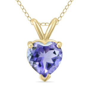 14K Yellow Gold 5MM Heart Tanzanite Pendant- GPD59084TZ