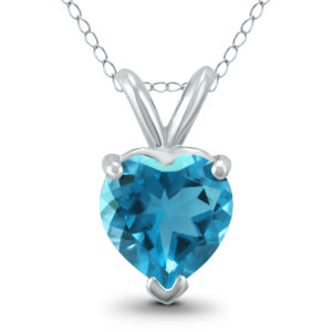 14K White Gold 6MM Heart Blue Topaz Pendant- GPD59085BT