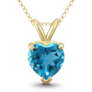 14K Yellow Gold 6MM Heart Blue Topaz Pendant- GPD59086BT