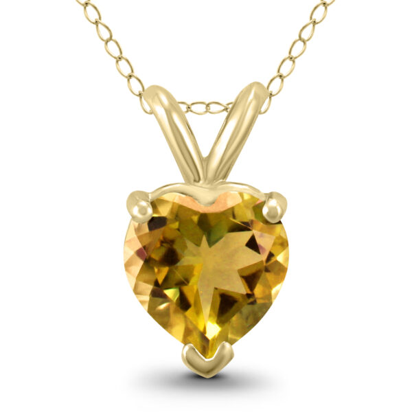 14K Yellow Gold 7MM Heart Citrine Pendant- GPD59088CT