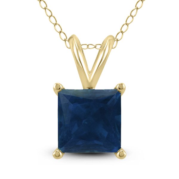 14K Yellow Gold 4MM Square Sapphire Pendant- GPD59098SP