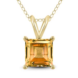 14K Yellow Gold 5MM Square Citrine Pendant- GPD59100CT