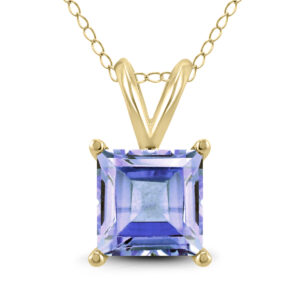 14K Yellow Gold 5MM Square Tanzanite Pendant- GPD59100TZ