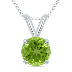 14K White Gold 5MM Round Peridot Pendant- GPD59113PD