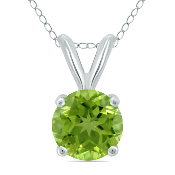 14K White Gold 5MM Round Peridot Pendant- GPD59113PD