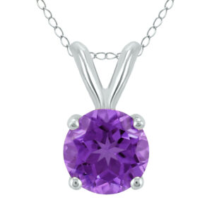 14K White Gold 6MM Round Amethyst Pendant- GPD59114AM