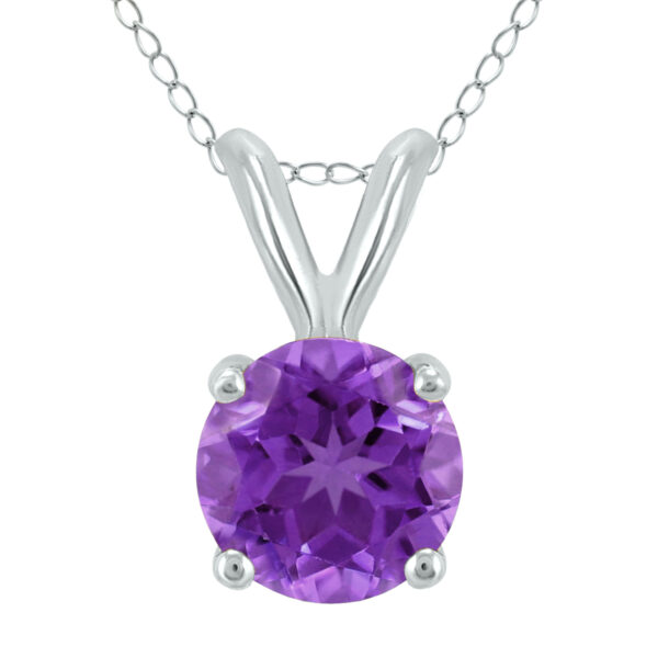 14K White Gold 6MM Round Amethyst Pendant- GPD59114AM