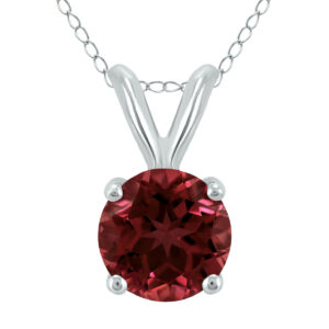 14K White Gold 6MM Round Garnet Pendant- GPD59114GT