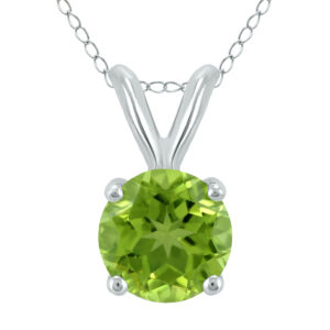 14K White Gold 6MM Round Peridot Pendant- GPD59114PD