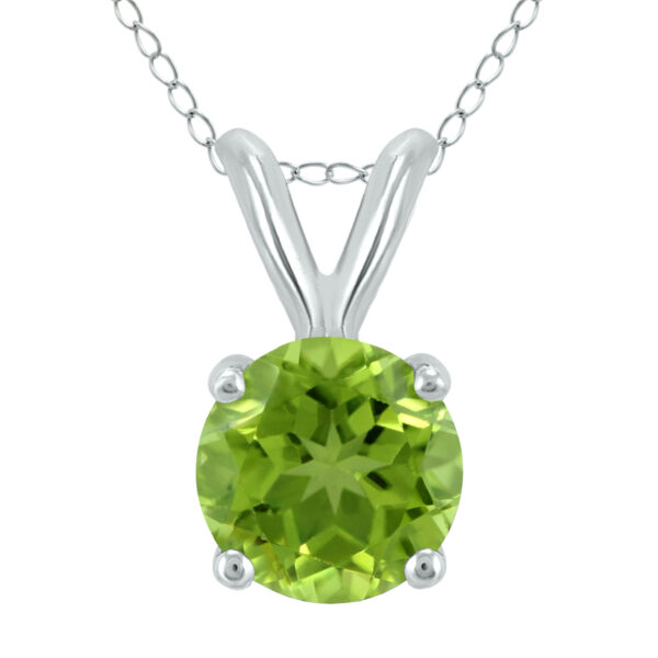 14K White Gold 6MM Round Peridot Pendant- GPD59114PD