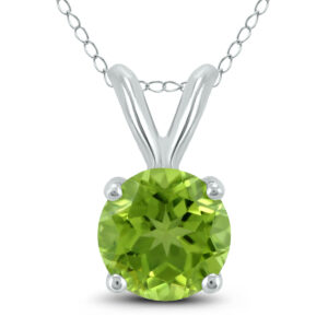 14K White Gold 7MM Round Peridot Pendant- GPD59115PD
