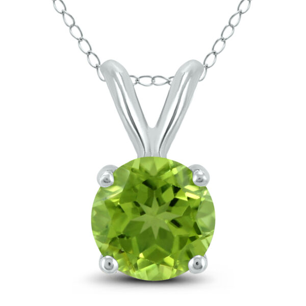14K White Gold 7MM Round Peridot Pendant- GPD59115PD