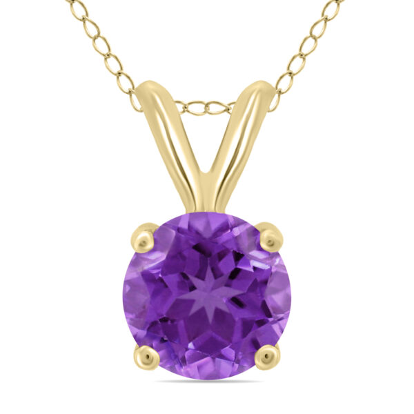 14K Yellow Gold 5MM Round Amethyst Pendant- GPD59117AM