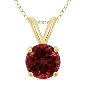 14K Yellow Gold 5MM Round Garnet Pendant- GPD59117GT