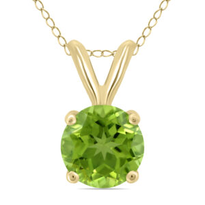 14K Yellow Gold 5MM Round Peridot Pendant- GPD59117PD