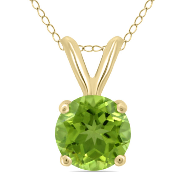 14K Yellow Gold 5MM Round Peridot Pendant- GPD59117PD