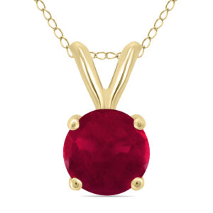 14K Yellow Gold 5MM Round Ruby Pendant- GPD59117RB