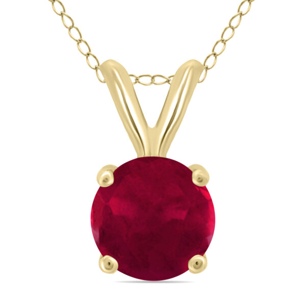 14K Yellow Gold 5MM Round Ruby Pendant- GPD59117RB