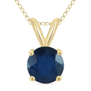 14K Yellow Gold 5MM Round Sapphire Pendant- GPD59117SP