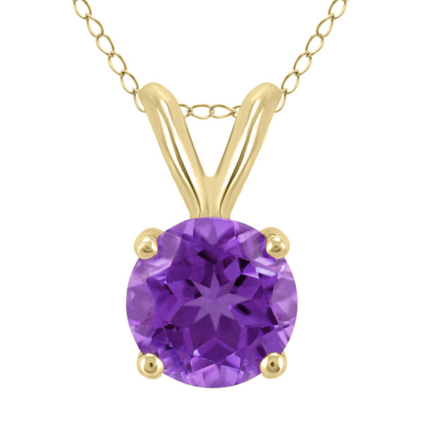 14K Yellow Gold 6MM Round Amethyst Pendant- GPD59118AM